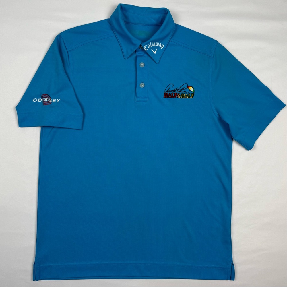 Callaway Arnold Palmer Half & Half Mens Golf Polo Shirt Sz Small Odyssey Blue B1